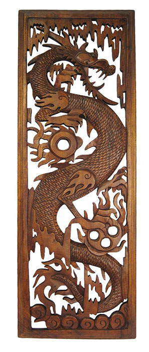 Wooden Hand Carved Wall Hanging Dragon - Click Image to Close